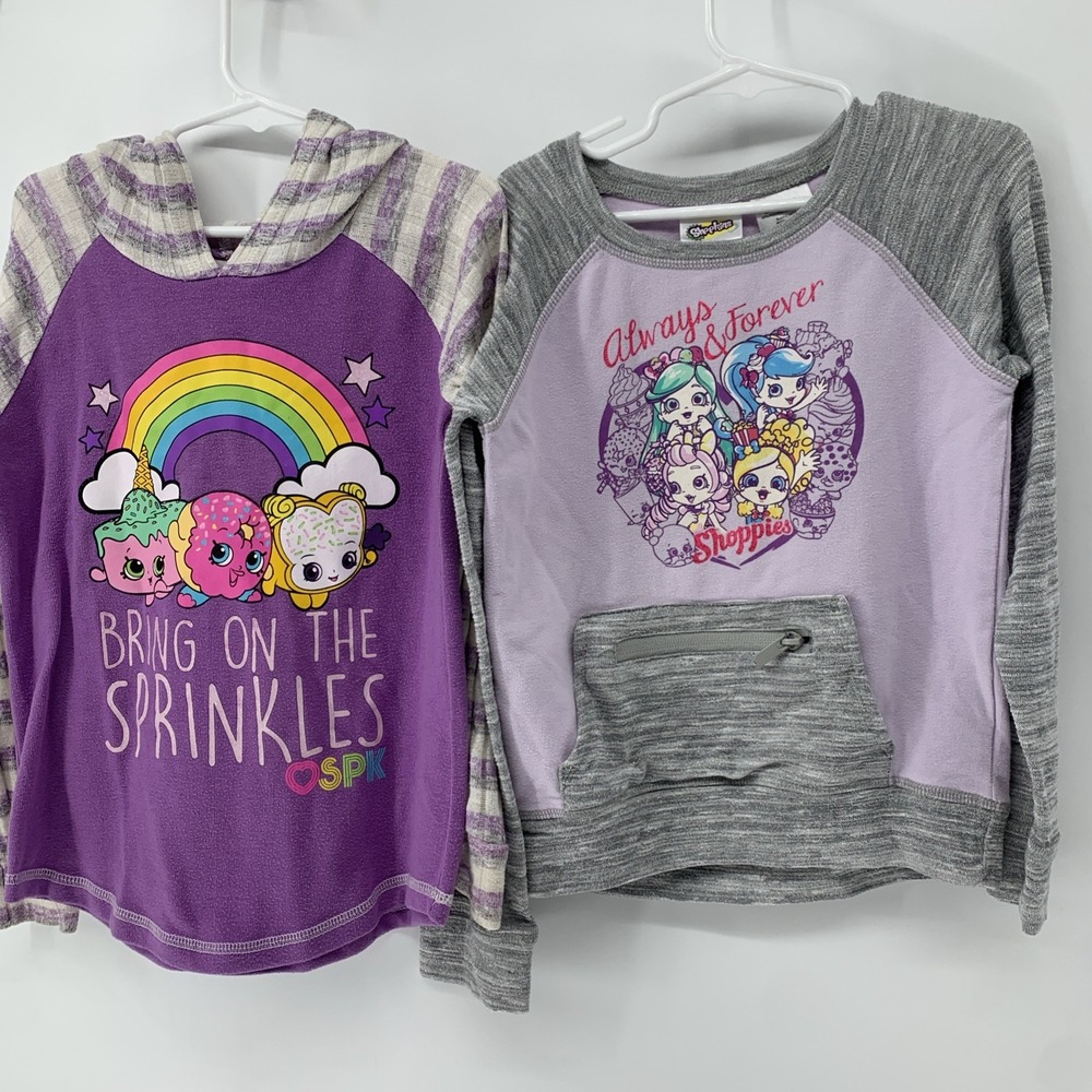 2 SHOPKINS Long Sleeve Girls Shirts Small 6/6X Sprinkles Shoppies Forever